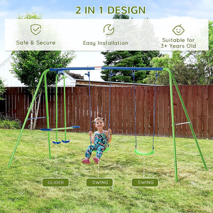 Metal 2 Swings & Seesaw Set