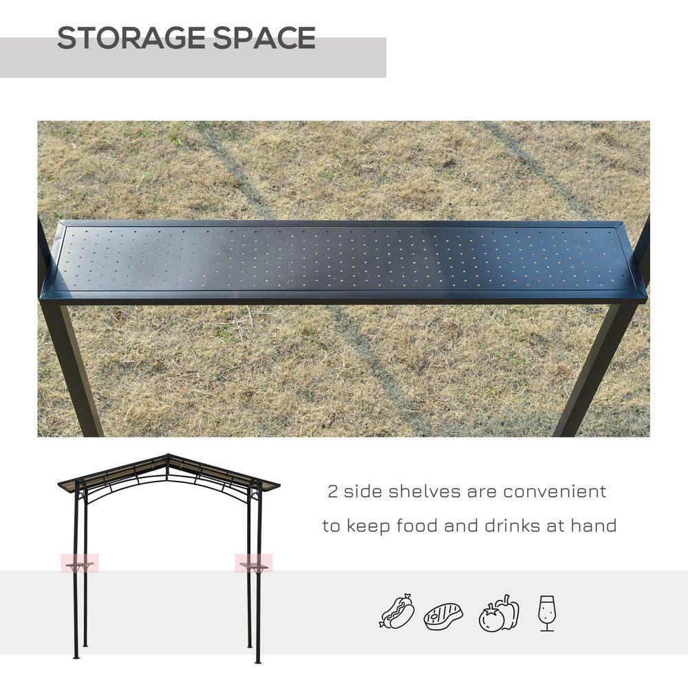 BBQ Gazebo Canopy & Side Shelves PC Roof Aluminium