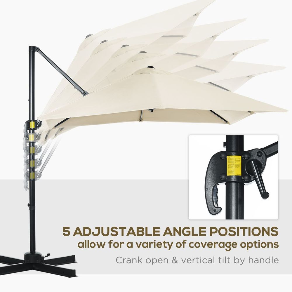 Square Cantilever Roma Parasol 360 Rotation with Hand Crank