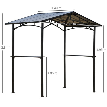 BBQ Gazebo Canopy & Side Shelves PC Roof Aluminium