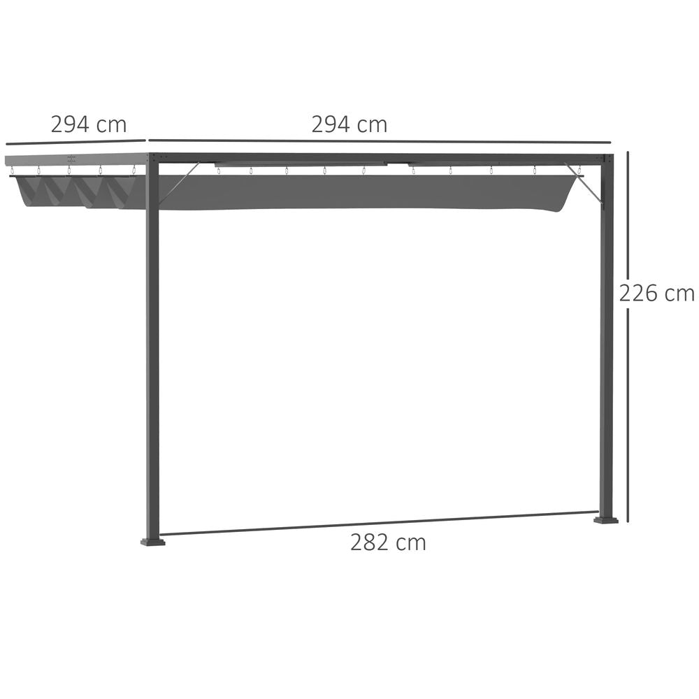 Pergola Retractable Canopy Wall Mounted - Grey