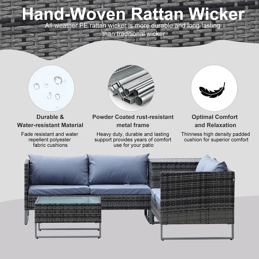 Rattan Garden Furniture Set Mixed Grey