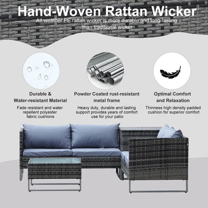 Rattan Garden Furniture Set Mixed Grey