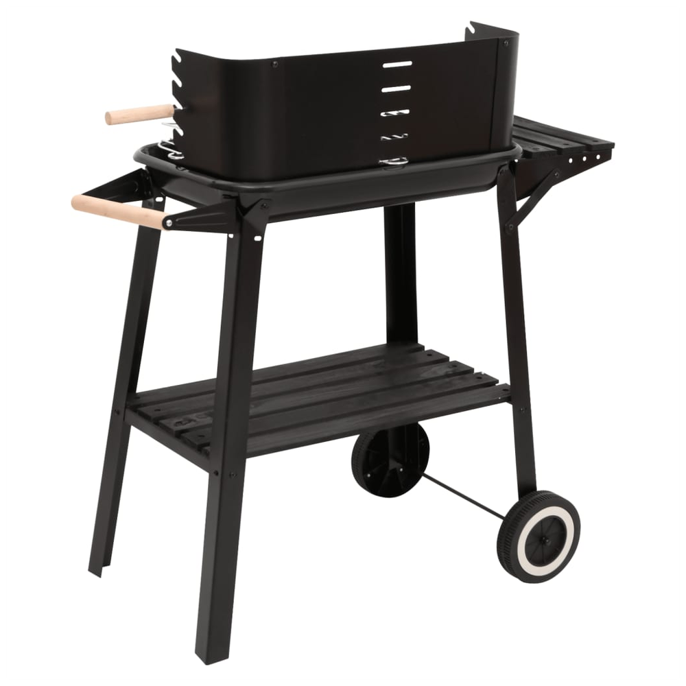 Charcoal BBQ Grill with Wheels Black Steel