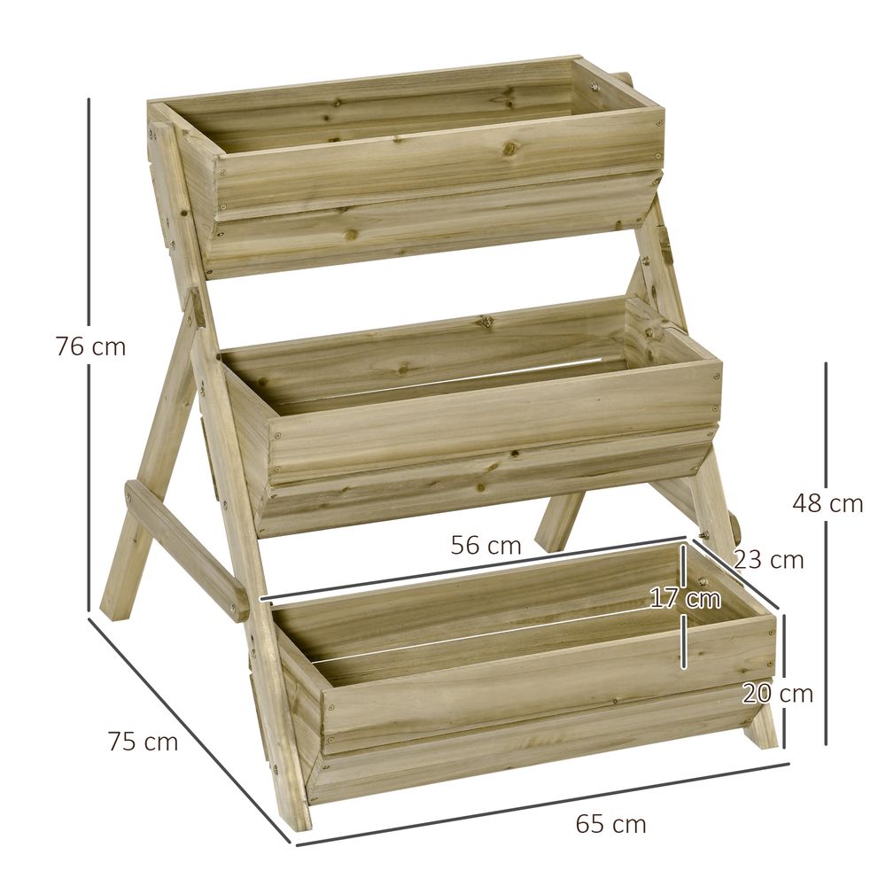 3 Tier Raised Garden Bed Kit for Flower, Vegetable, Herb, 120x68x80cm, Green