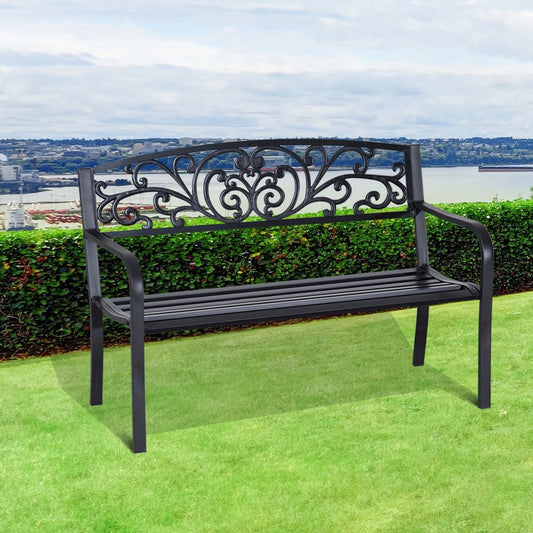 Garden Bench, Steel-Black