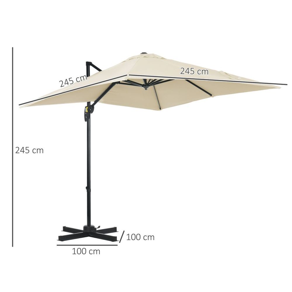 Square Cantilever Roma Parasol 360 Rotation with Hand Crank