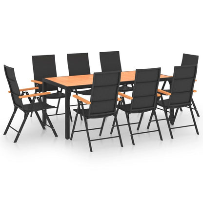 Garden Dining Set Black and Brown