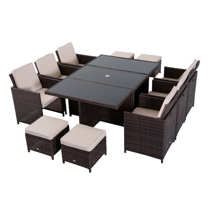 Dining Set 10 Cube Sofa 6 Chairs 4 Footrests & 1 Table