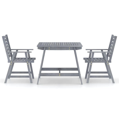 Dining Set Grey Solid Acacia Wood