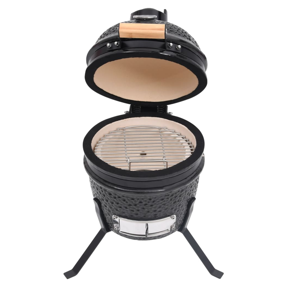 2-in-1 Kamado Barbecue Grill Smoker Ceramic 56 cm Black