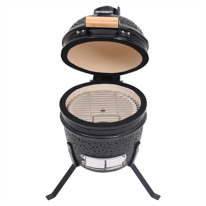 2-in-1 Kamado Barbecue Grill Smoker Ceramic 56 cm Black