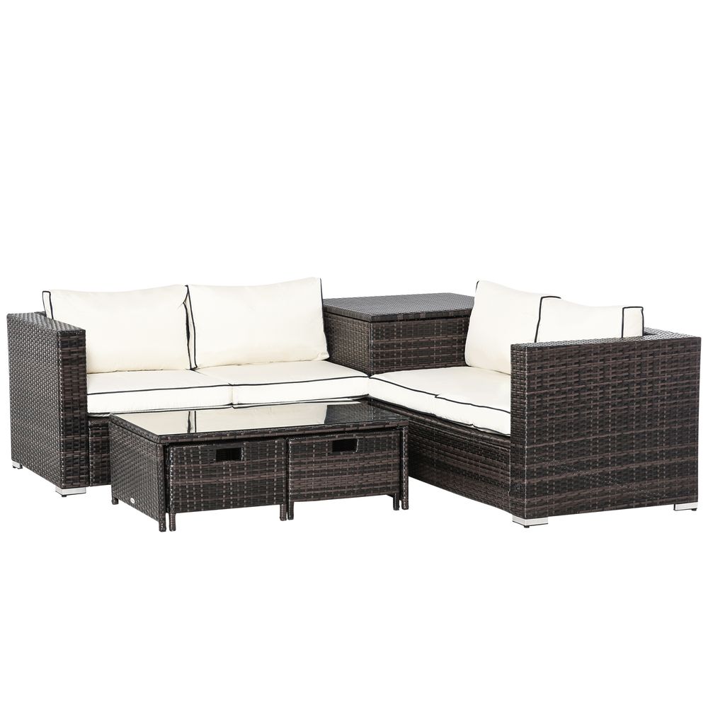 Rattan Sofa, Storage & Table Set