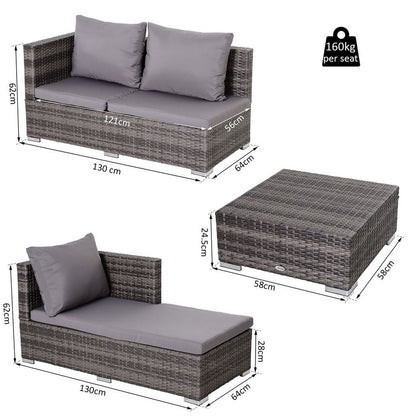 Rattan Garden Sofa Set Storage Table