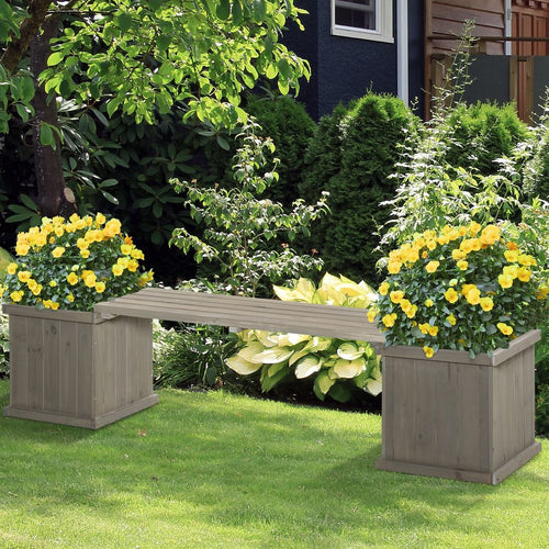 Wooden Garden Planter & Bench Combination