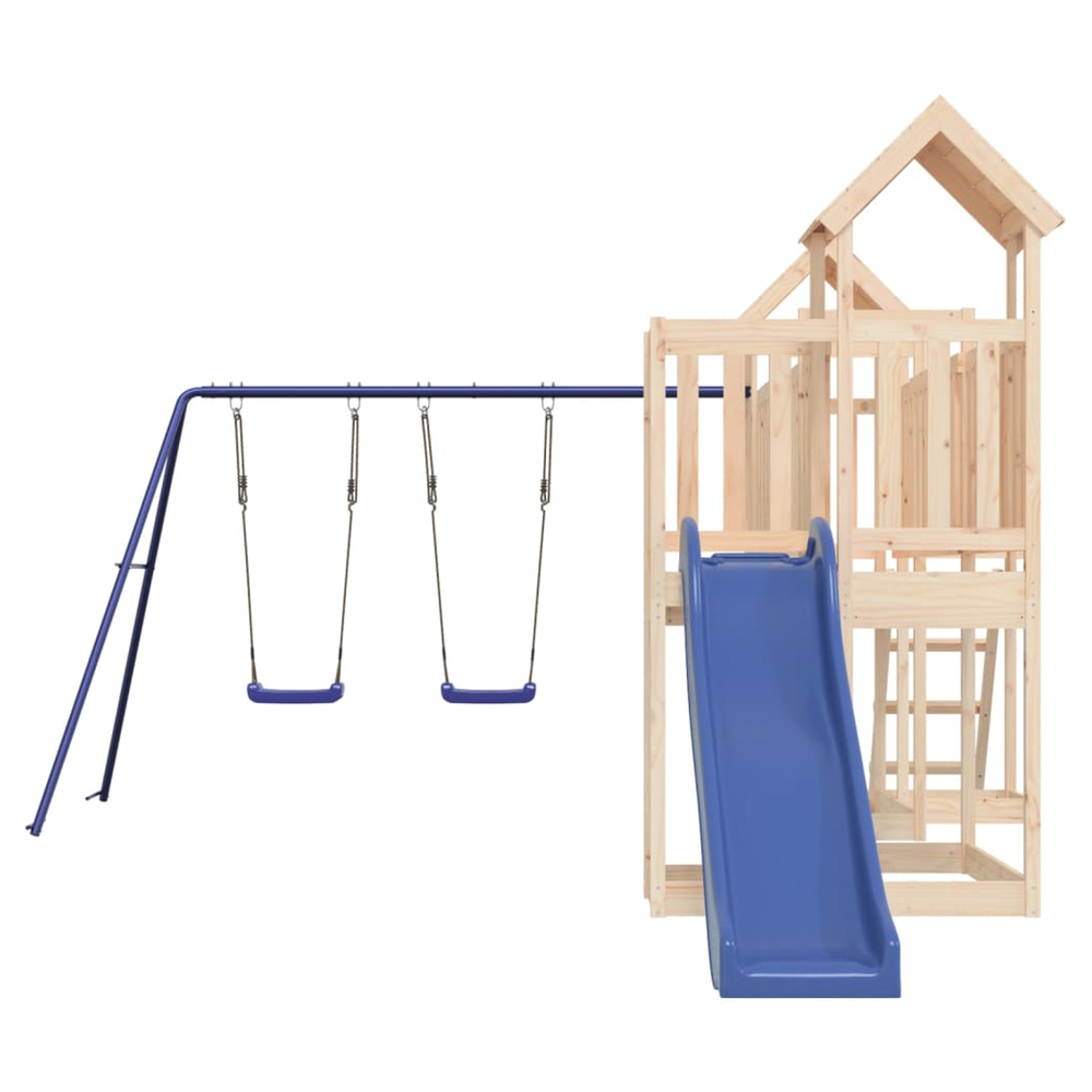 Playhouse with Slide Swings Solid Wood Pine