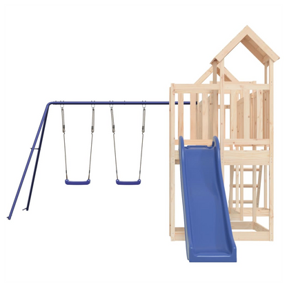 Playhouse with Slide Swings Solid Wood Pine