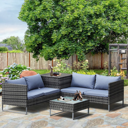 Rattan Garden Furniture Set Mixed Grey