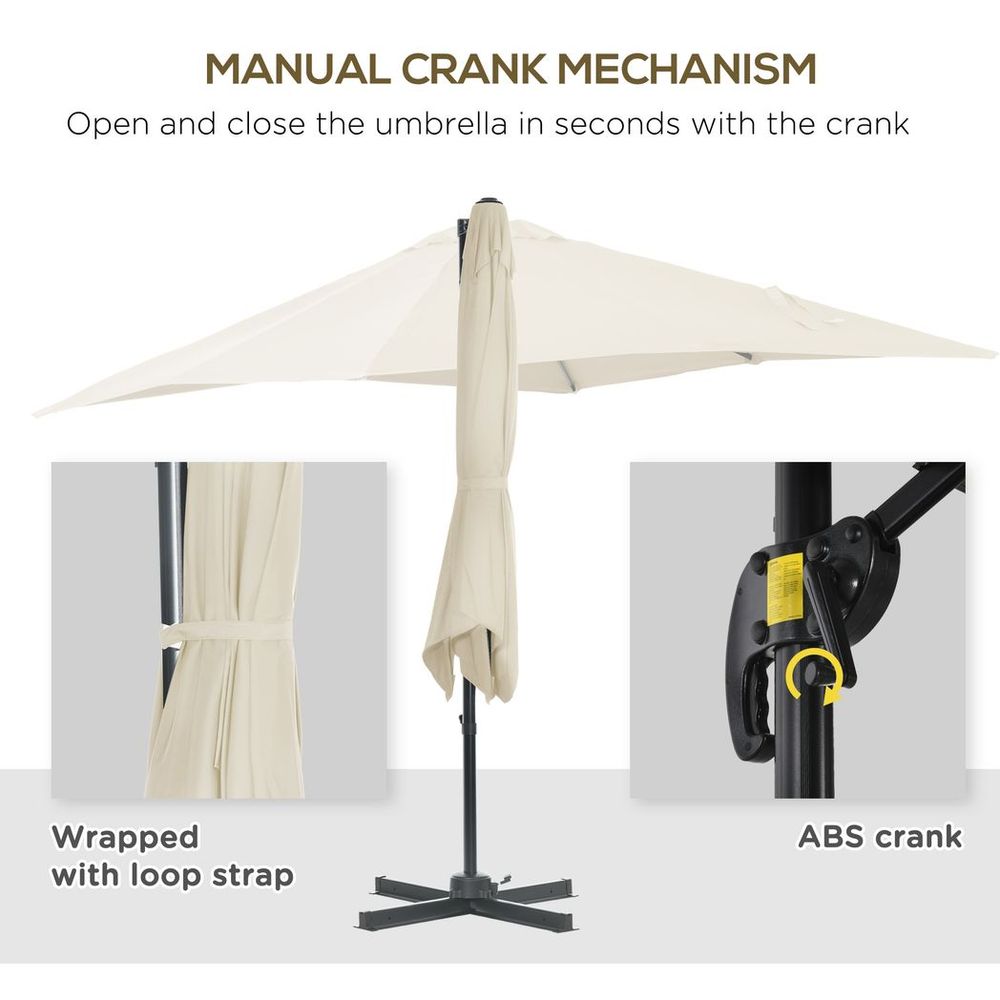 Square Cantilever Roma Parasol 360 Rotation with Hand Crank