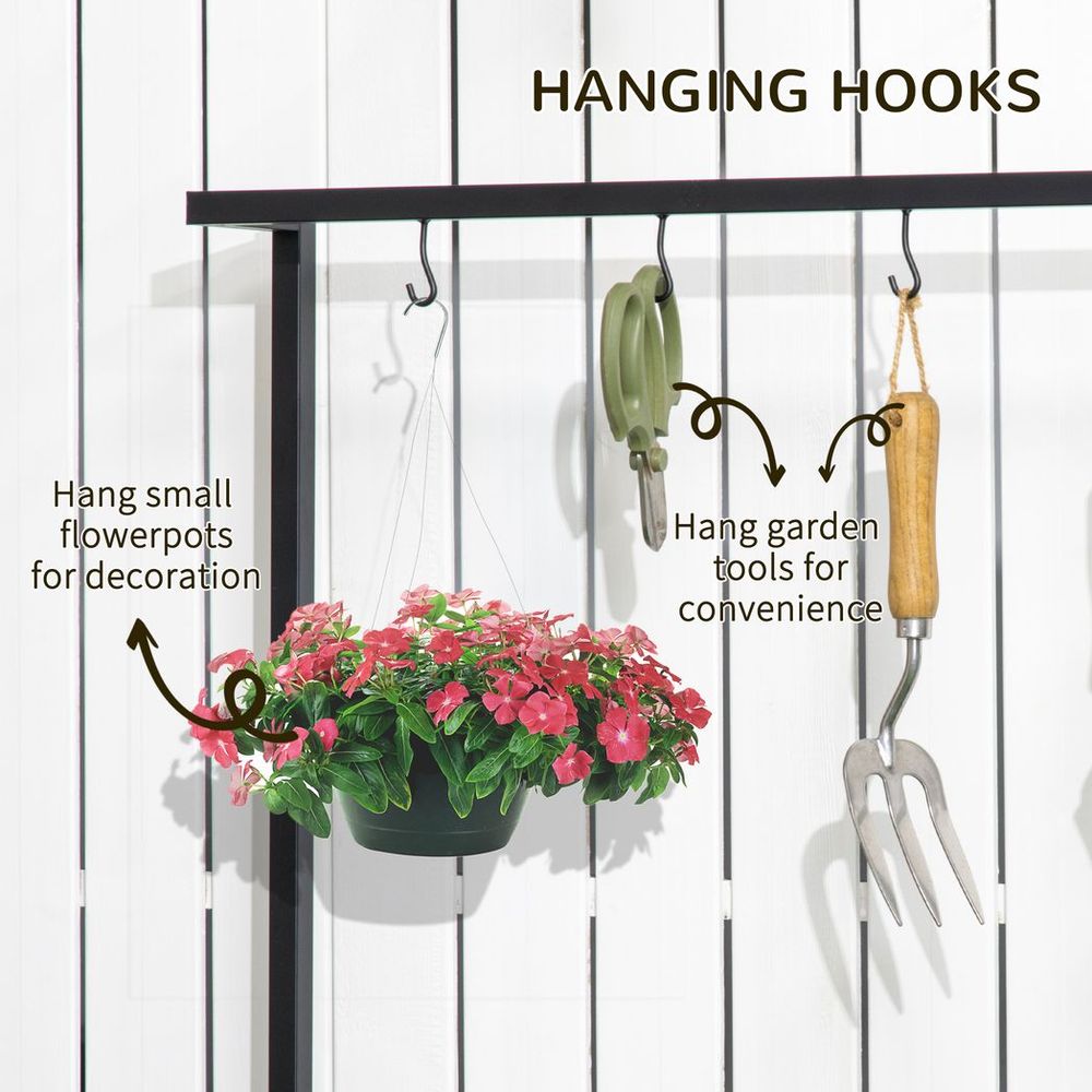 3 Tiered Plant Stand Rack with Hanging Hooks for Indoor Outdoor Decoration