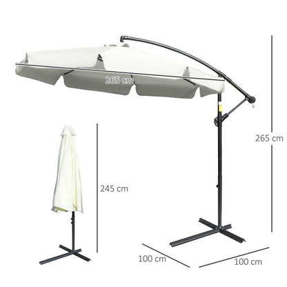 2.7m Garden Banana Parasol Cantilever Crank - Cream White