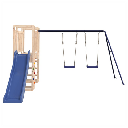 Playhouse with Slide Ladder Swings Solid Wood Pine