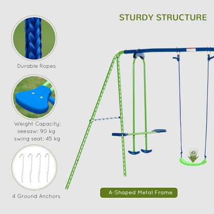 Metal 2 Swings & Seesaw Set