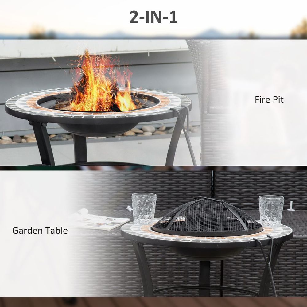 Fire Pit Table with Mosaic Outer