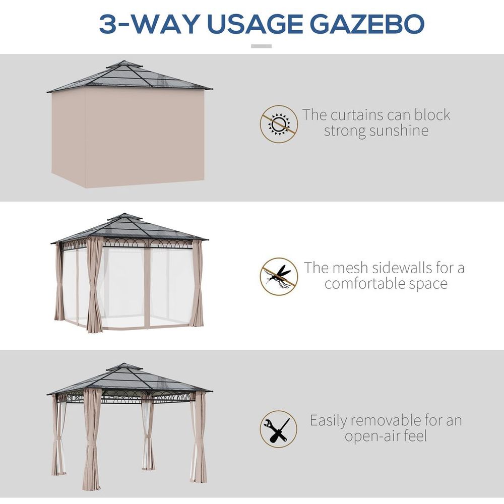 Hard Top Gazebo with Nettings & Curtains