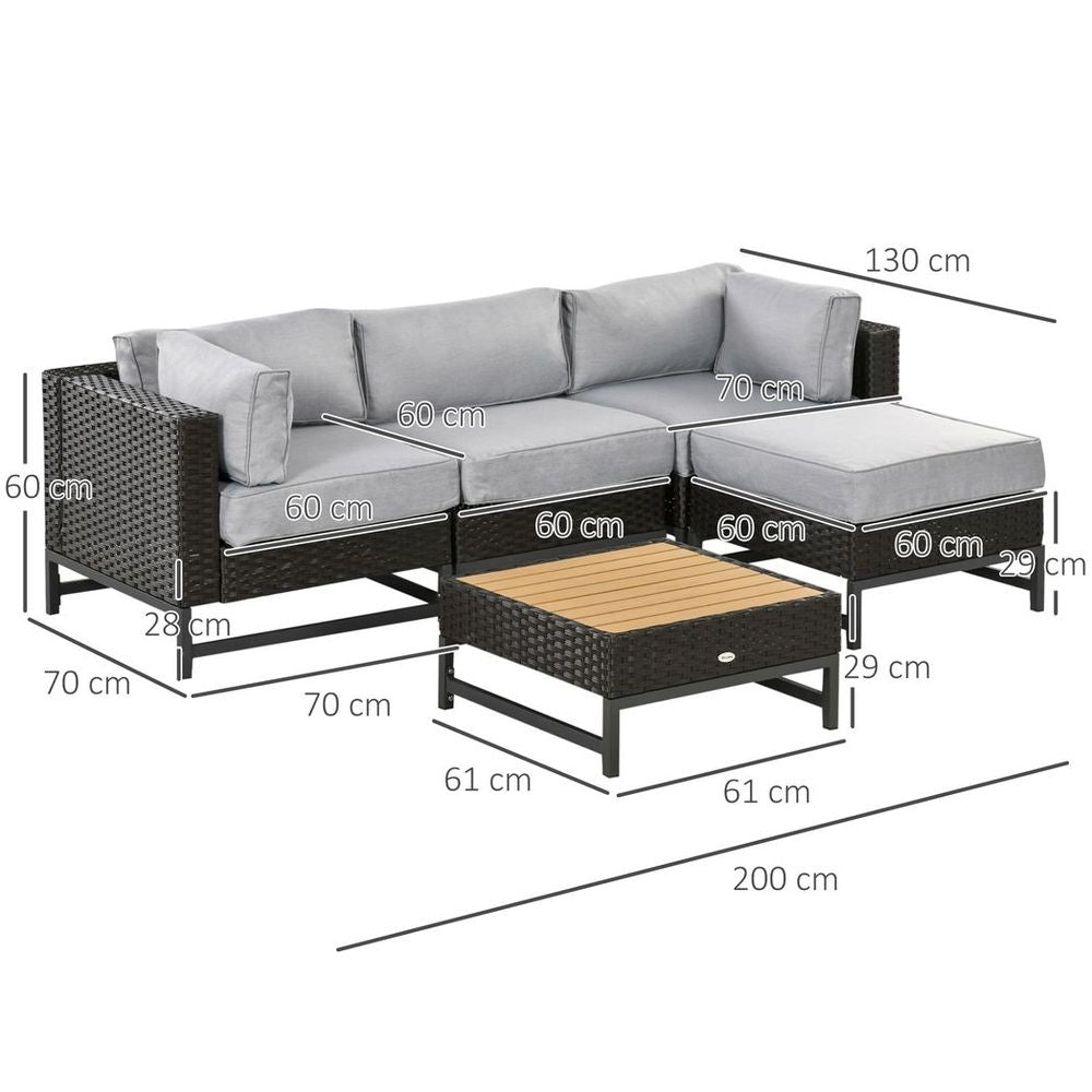 Corner Sofa & Wood Grain Plastic Top Table