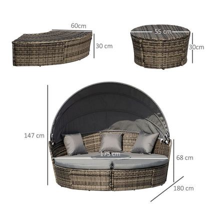 Rattan Round Bed and Table Set