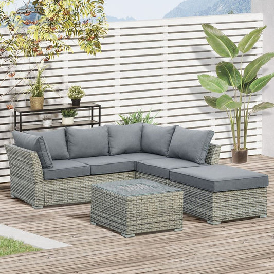 Rattan Sofa Sectional Set & Ice Bucket