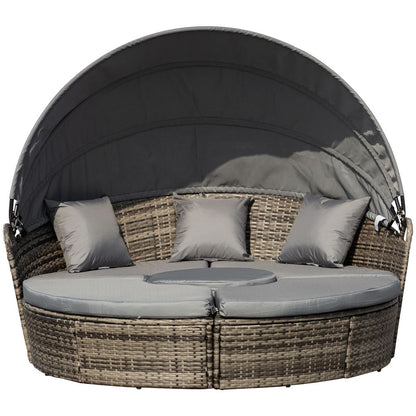 Rattan Round Bed and Table Set