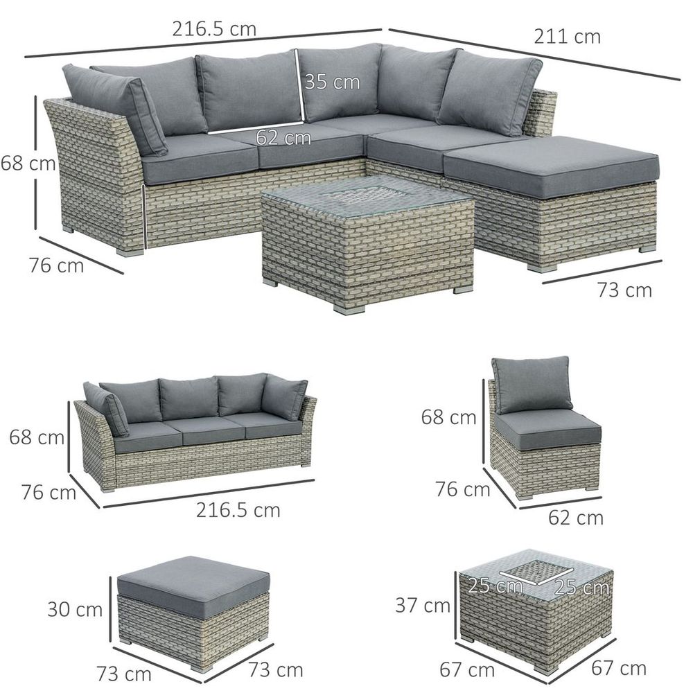 Rattan Sofa Sectional Set & Ice Bucket