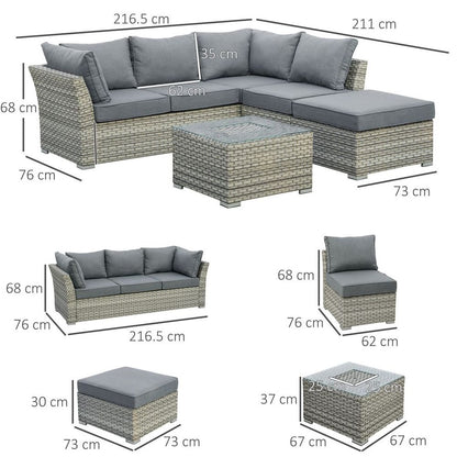 Rattan Sofa Sectional Set & Ice Bucket